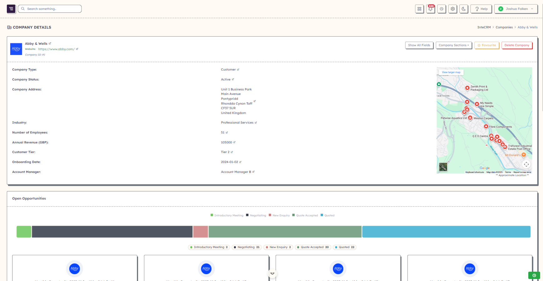 Companies and contacts view